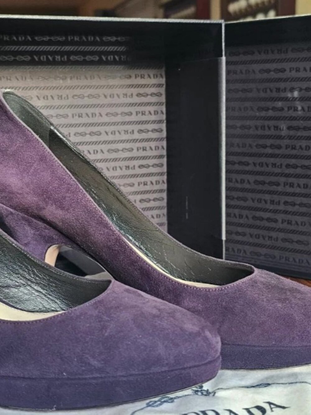 Prada Purple Suede Pointed Toe Pumps Size 8 EU 38